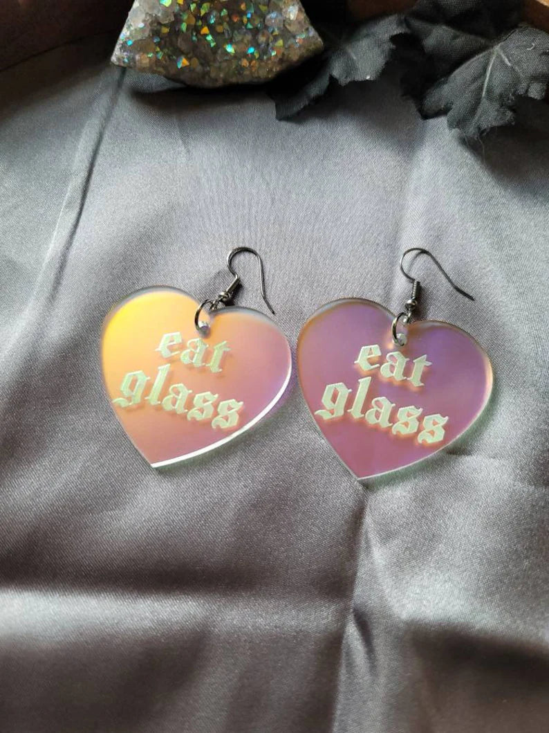 Eat Glass Iridescent Acrylic Earrings