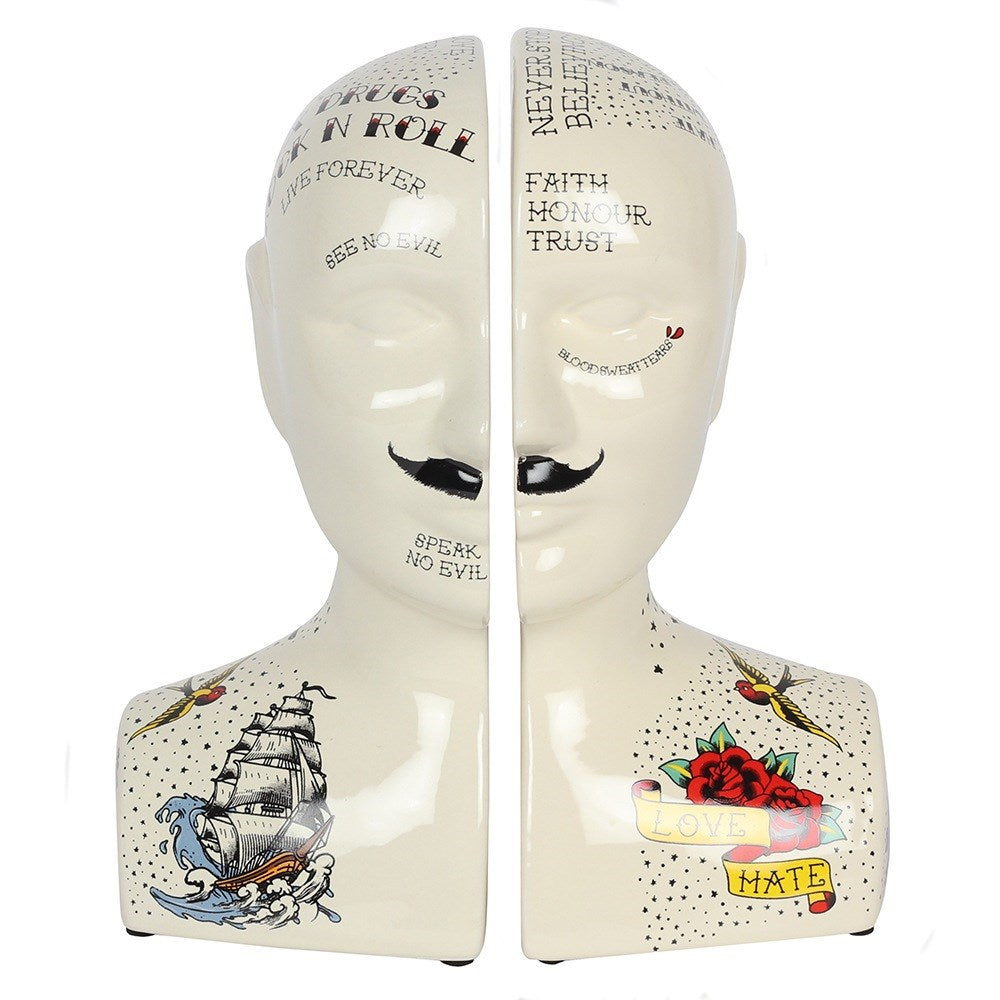 Phrenology Head Book Ends